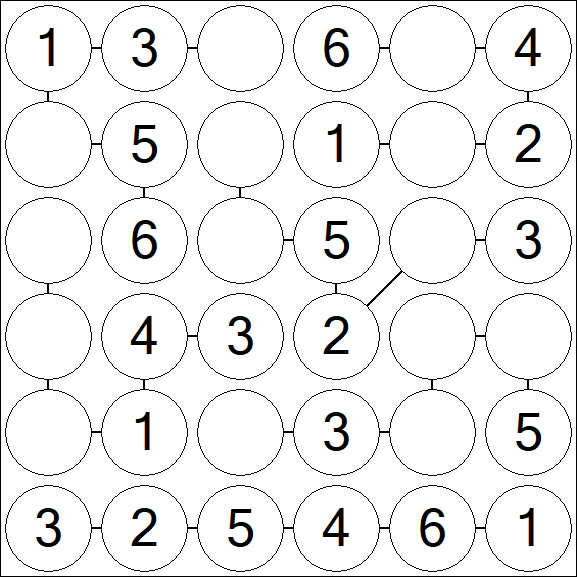 Chain Sudoku 6x6 - Einfach