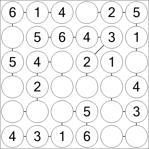 Chain Sudoku 6x6 - Einfach
