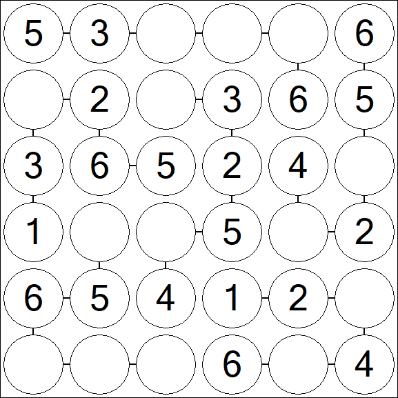 Chain Sudoku 6x6 - Einfach