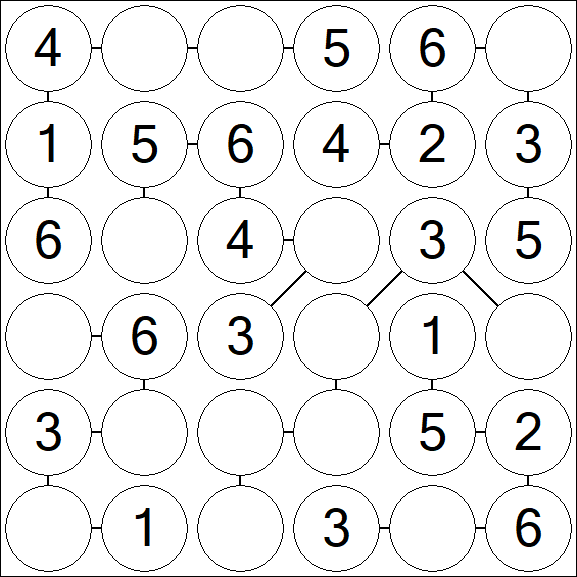 Chain Sudoku 6x6 - Einfach
