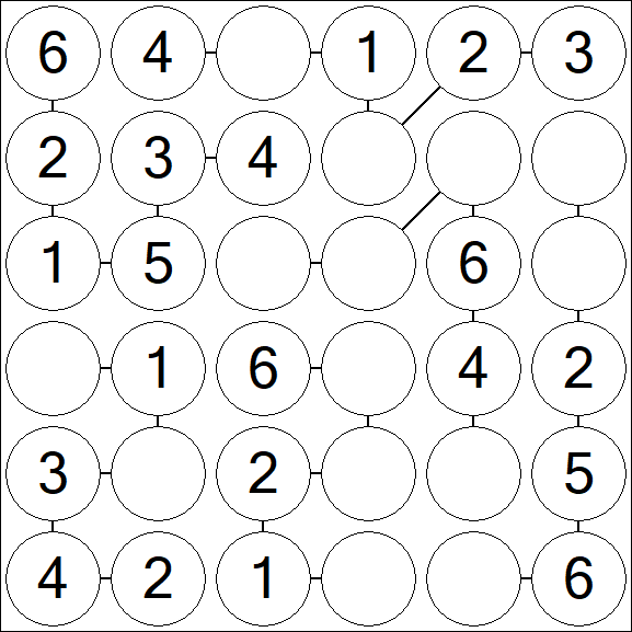 Chain Sudoku 6x6 - Einfach
