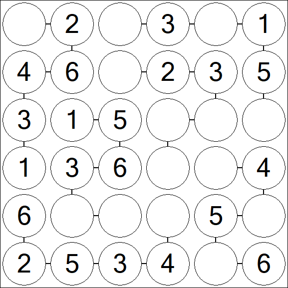 Chain Sudoku 6x6 - Einfach
