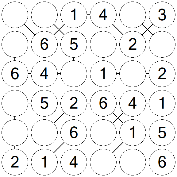 Chain Sudoku 6x6 - Einfach
