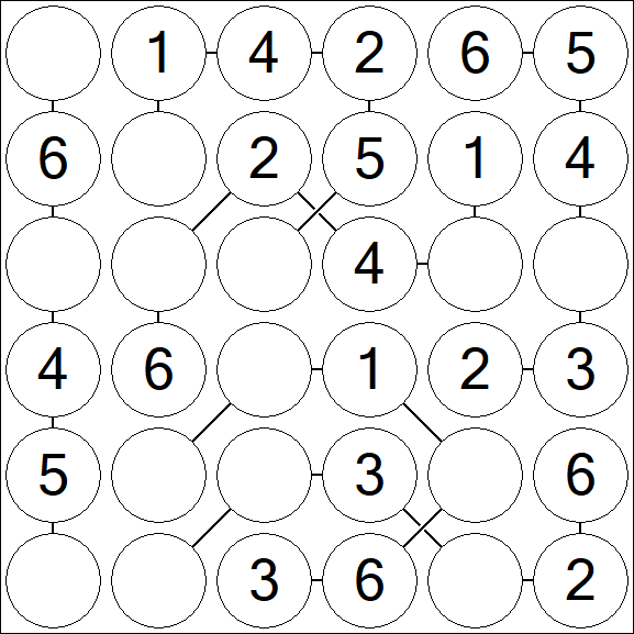 Chain Sudoku 6x6 - Einfach