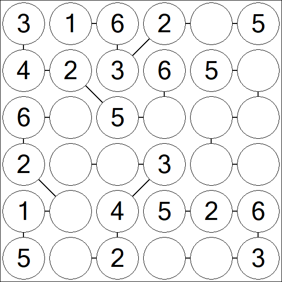 Chain Sudoku 6x6 - Einfach