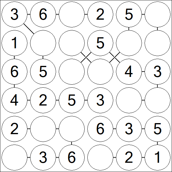 Chain Sudoku 6x6 - Einfach