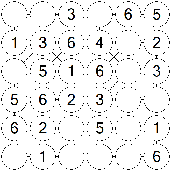 Chain Sudoku 6x6 - Einfach