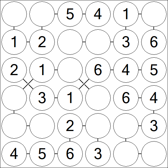 Chain Sudoku 6x6 - Einfach