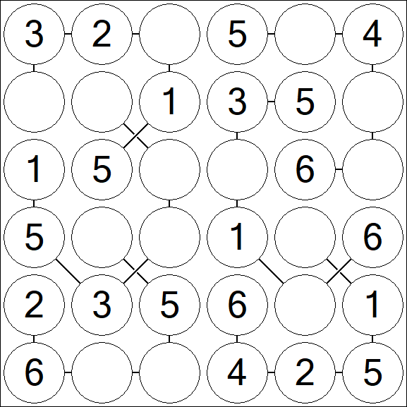 Chain Sudoku 6x6 - Einfach