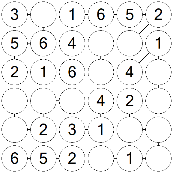 Chain Sudoku 6x6 - Einfach