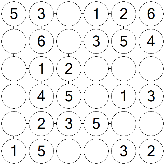 Chain Sudoku 6x6 - Einfach