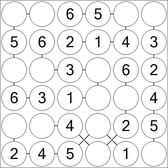 Chain Sudoku 6x6 - Einfach