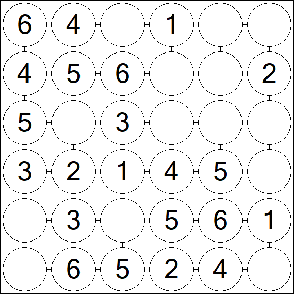 Chain Sudoku 6x6 - Simple