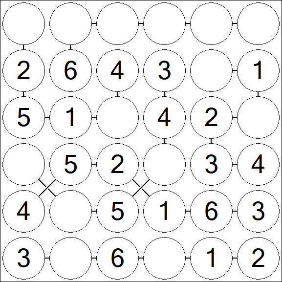 Chain Sudoku 6x6 - Einfach