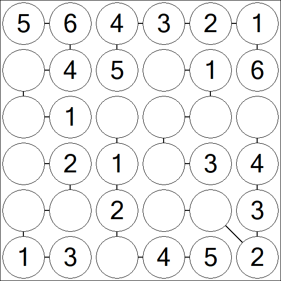 Chain Sudoku 6x6 - Fácil