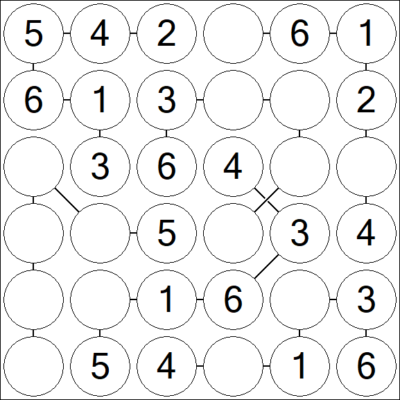 Chain Sudoku 6x6 - Simple