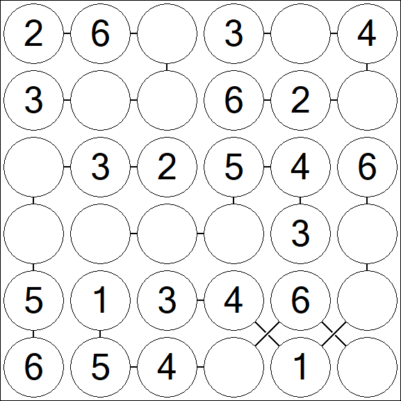 Chain Sudoku 6x6 - Fácil