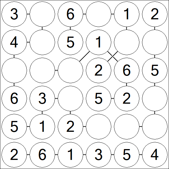 Chain Sudoku 6x6 - Fácil