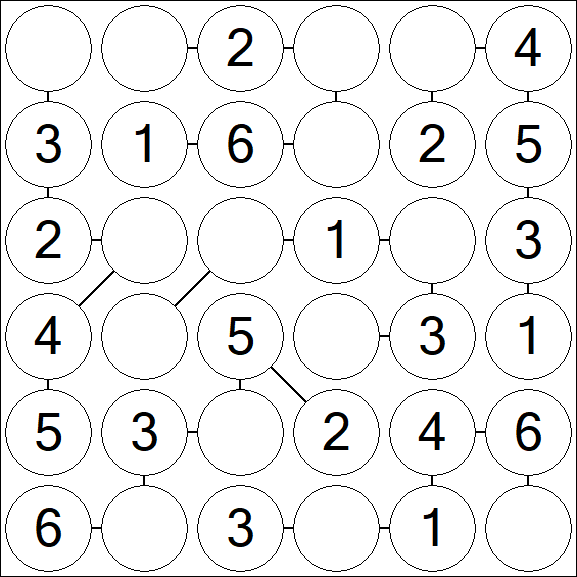 Chain Sudoku 6x6 - Simple