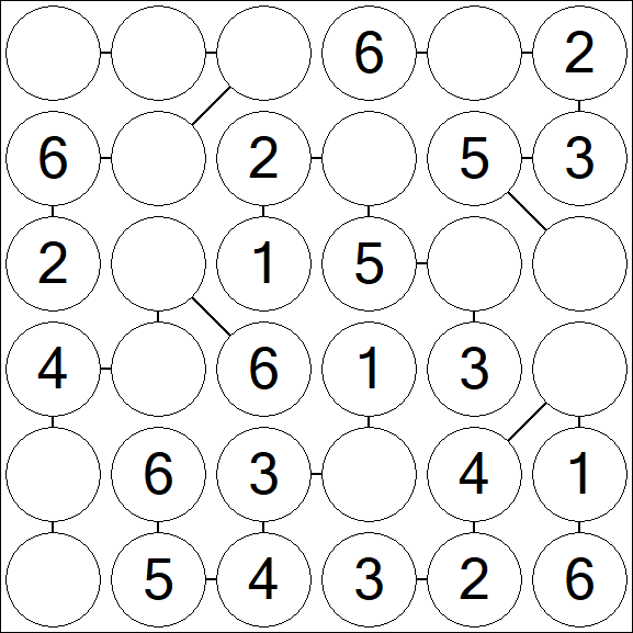 Chain Sudoku 6x6 - Simple