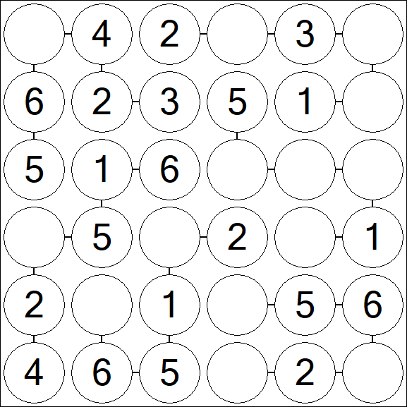 Chain Sudoku 6x6 - Simple