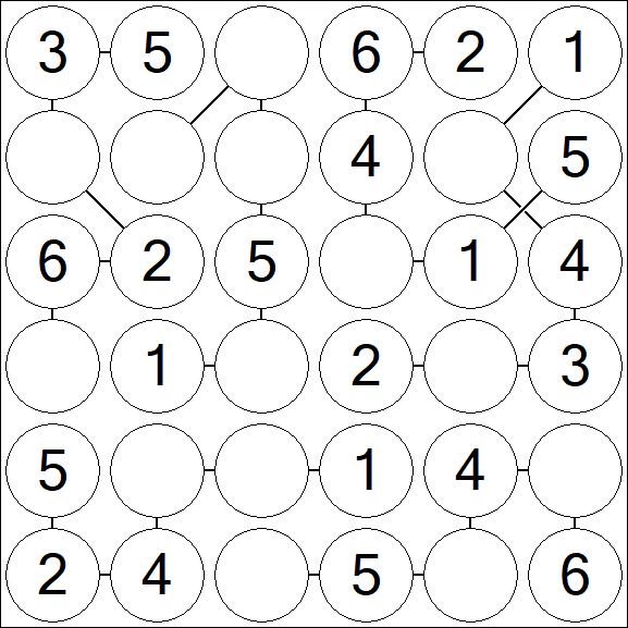 Chain Sudoku 6x6 - Easy