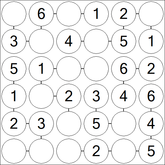 Chain Sudoku 6x6 - Easy