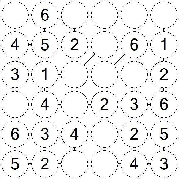 Chain Sudoku 6x6 - Easy