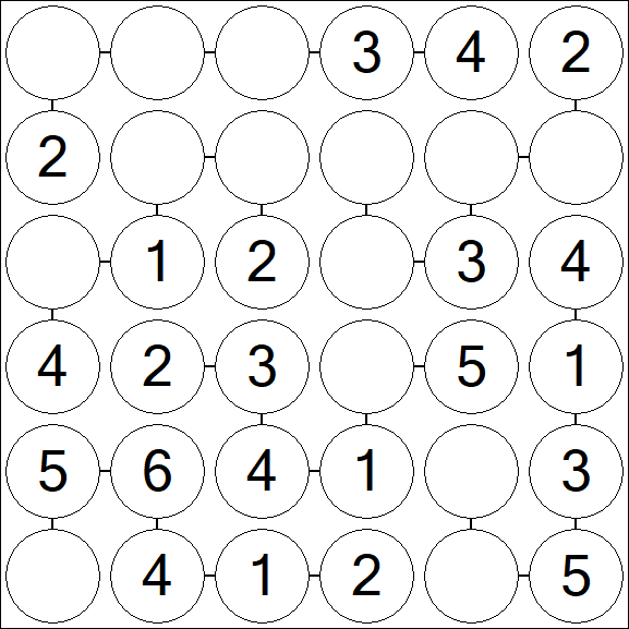 Chain Sudoku 6x6 - Simple