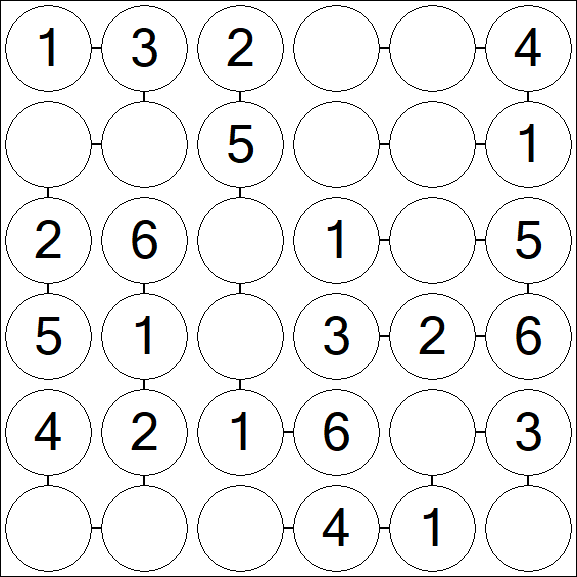 Chain Sudoku 6x6 - Fácil