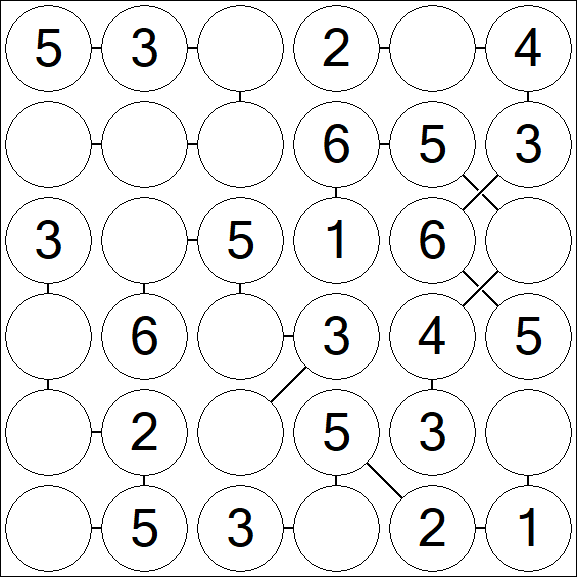 Chain Sudoku 6x6 - Fácil