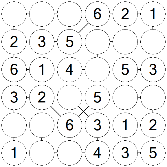 Chain Sudoku 6x6 - Fácil