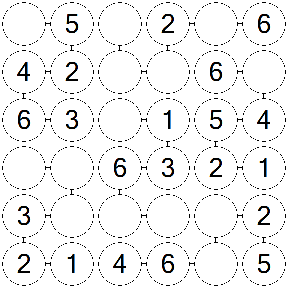 Chain Sudoku 6x6 - Einfach