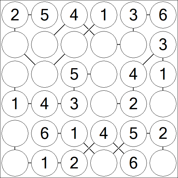Chain Sudoku 6x6 - Fácil