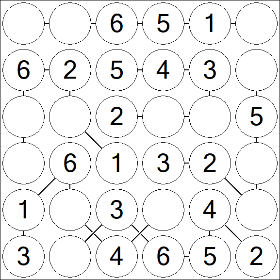 Chain Sudoku 6x6 - Fácil