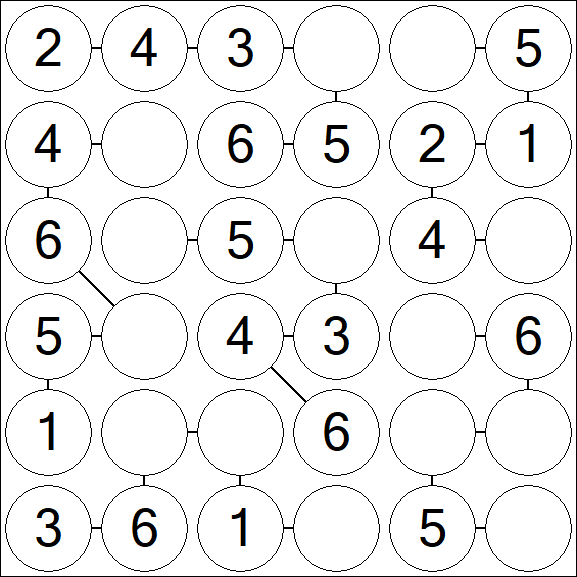 Chain Sudoku 6x6 - Easy