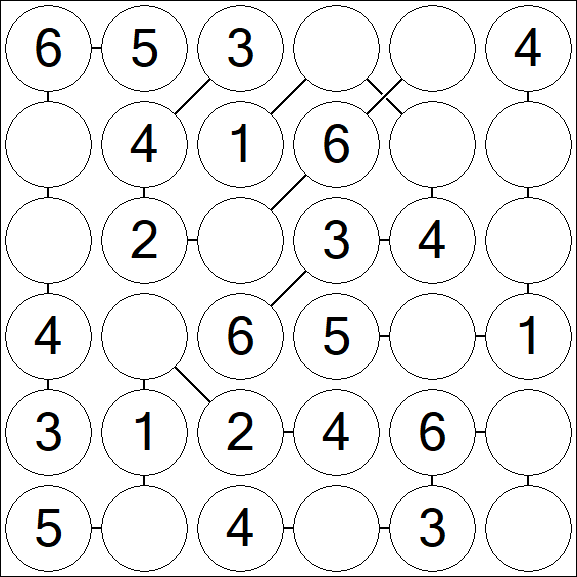 Chain Sudoku 6x6 - Easy