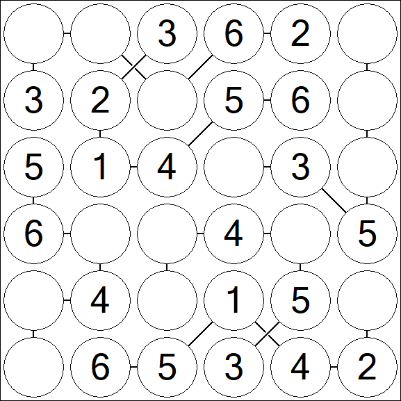 Chain Sudoku 6x6 - Easy