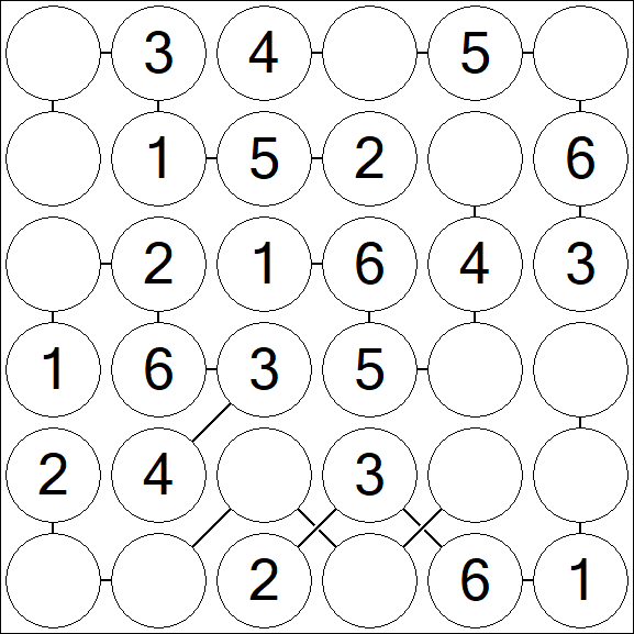 Chain Sudoku 6x6 - Easy