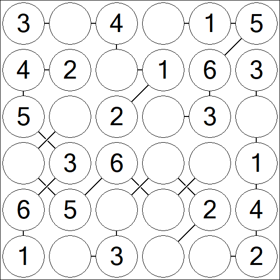 Chain Sudoku 6x6 - Easy