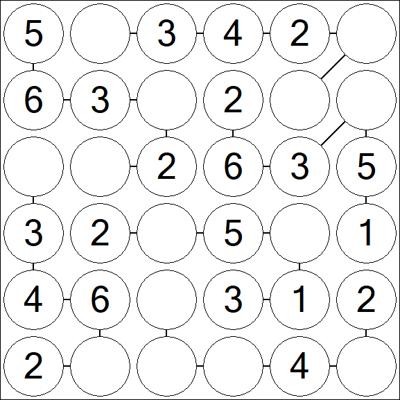 Chain Sudoku 6x6 - Easy