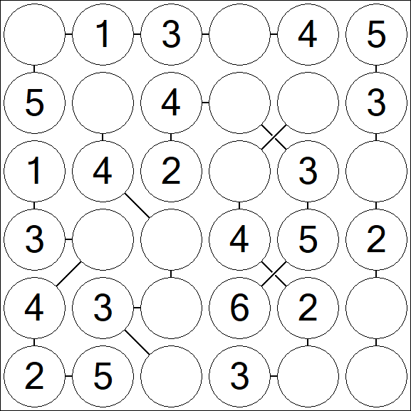 Chain Sudoku 6x6 - Easy