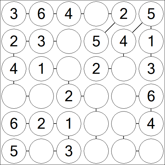Chain Sudoku 6x6 - Easy