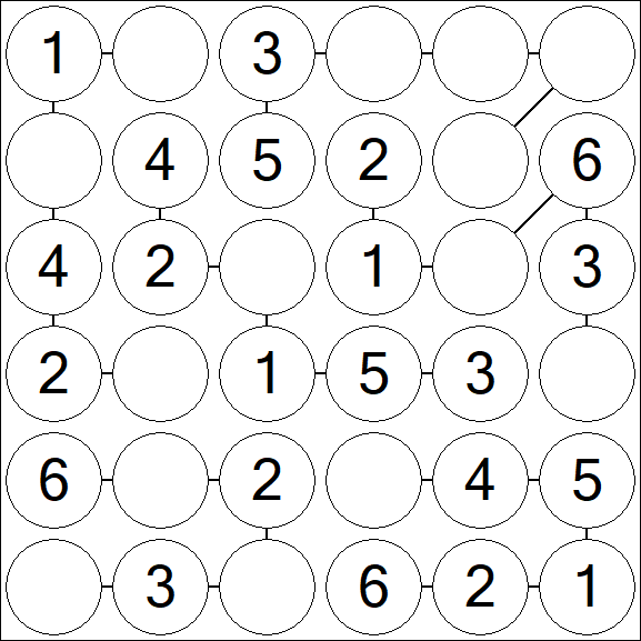 Chain Sudoku 6x6 - Easy