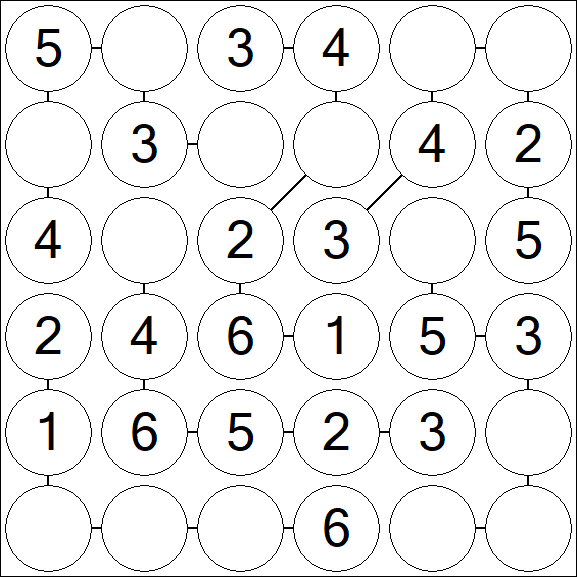 Chain Sudoku 6x6 - Easy