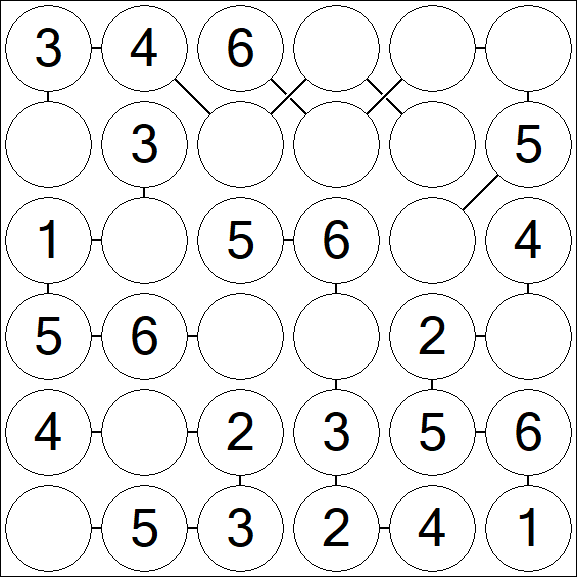Chain Sudoku 6x6 - Easy