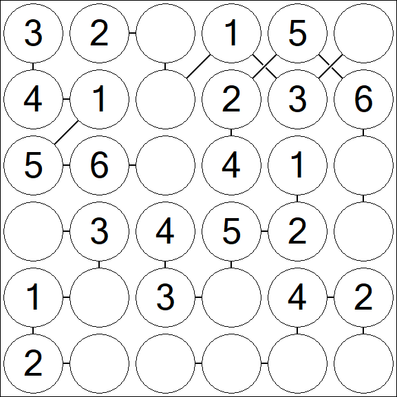 Chain Sudoku 6x6 - Easy