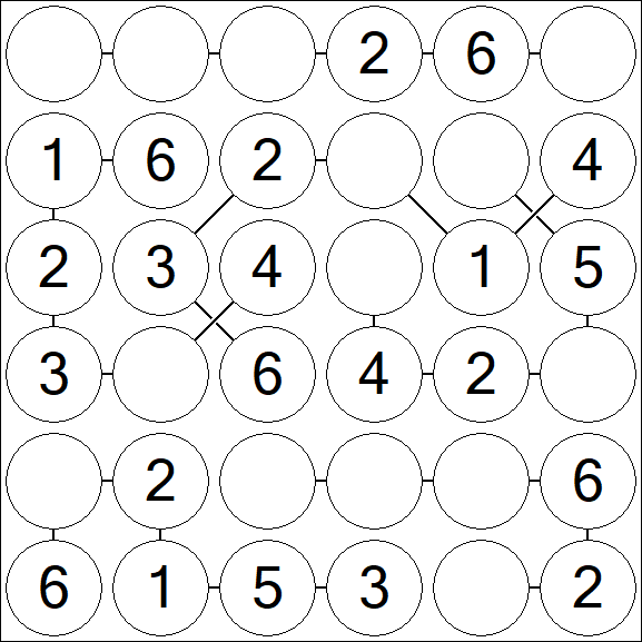 Chain Sudoku 6x6 - Easy