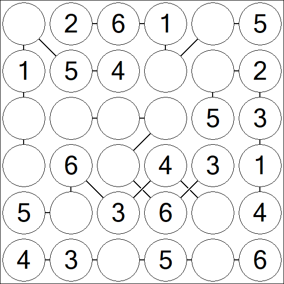 Chain Sudoku 6x6 - Fácil