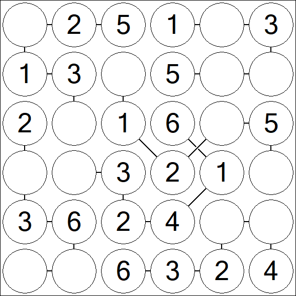 Chain Sudoku 6x6 - Easy